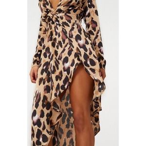 Sleeve Plunge Satin Maxi Dress 